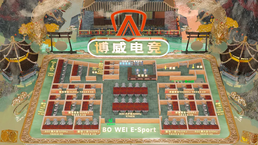 博威电竞 3D 网吧机位图案例