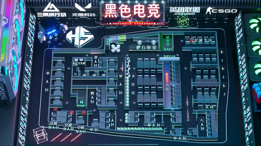 黑色电竞 3D 动态机位图案例